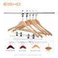 EISHO Wholesale Hotel Wood Hanger Bulk With Clips